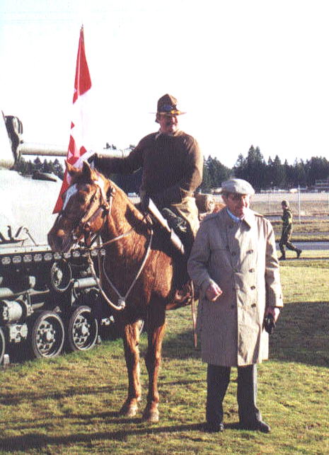 That smile on the face of MSG(R) John Schock probably was brought on by memory of days in the saddle with the 14th Horse in the 1930's The horses in the photo are NOT part of the 1st Squadron's TO&E today but they are well known to senior cavalry troopers.